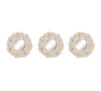 Juego de espejos home esprit blanco cristal macramé boho 20 x 1 x 20 cm (3 piezas) 1 cm