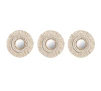 Home ESPRIT Juego de Espejos Blanco Cristal Boho 20 x 1 x 20 cm (3 Piezas)