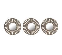 Home ESPRIT Juego de Espejos Natural Yute Cristal Tropical 20 x 1 x 20 cm (3 Piezas)