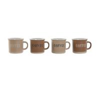 Home ESPRIT Juego de Tazas de Café Marrón Gres 4 Piezas 180 ml