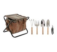 Home ESPRIT Kit de Herramientas de jardinería 7 Piezas Marrón 40 x 28 x 35 cm
