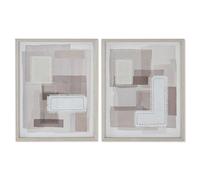 Home ESPRIT Lienzo Beige Gris Abstracto Moderno 40 x 2,5 x 50 cm (2 Unidades)