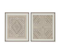 Home ESPRIT Lienzo Blanco Natural Boho 50 x 3,8 x 60 cm (2 Unidades)
