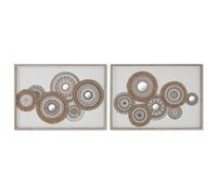 Home ESPRIT Lienzo Blanco Natural Boho 70 x 3 x 50 cm (2 Unidades)