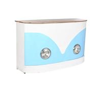 Home ESPRIT Mueble Auxiliar Blanco Marrón Turquesa Cristal Hierro Madera de Mango 157 x 52 x 90 cm