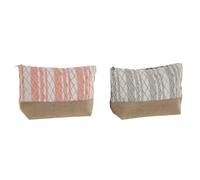 Home ESPRIT Neceser de Viaje Gris Coral 25 x 7 x 15 cm (2 Unidades)