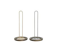 Home ESPRIT Portarrollo de Papel de Cocina Beige Gris Marrón Oscuro Metal Madera de Caucho 15 x 15 x 31 cm (2 Unidades)