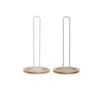 Home ESPRIT Portarrollo de Papel de Cocina Beige Gris Natural Metal Madera de Caucho 15 x 15 x 31 cm (2 Unidades)