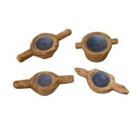 Home ESPRIT Portavelas Natural Madera 20 x 13 x 8 cm (4 Unidades)