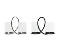 Home ESPRIT Portavelas Negro Plateado Metal Cristal 24 x 19 x 18 cm (2 Unidades)
