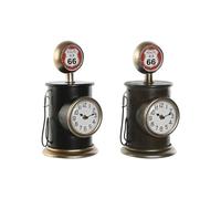 Home ESPRIT Reloj de Mesa Negro Dorado Metal Polipropileno Vintage 17 x 18 x 34,5 cm (2 Unidades)
