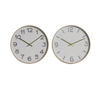 Home ESPRIT Reloj de Pared Blanco Dorado PVC 30 x 4 x 30 cm (2 Unidades) S3054788 - EAN: 8424002120566