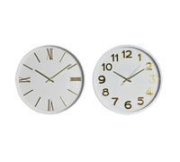 Home ESPRIT Reloj de Pared Blanco Dorado PVC 30 x 4 x 30 cm (2 Unidades) S3054790 - EAN: 8424002120580