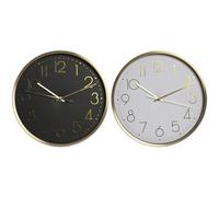Home ESPRIT Reloj de Pared Blanco Negro Aluminio 30 x 4,3 x 30 cm (2 Unidades)