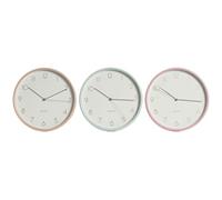 Home ESPRIT Reloj de Pared Coral Menta Lila PVC 25,5 x 4,3 x 25,5 cm (3 Unidades)