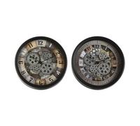 Home ESPRIT Reloj de Pared Multicolor Metal Cristal 33,5 x 8,5 x 33,5 cm (2 Unidades)
