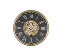 Home ESPRIT Reloj de Pared Negro Dorado Cristal Hierro 80 x 9,5 x 80 cm