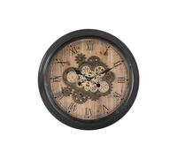 Home ESPRIT Reloj de Pared Negro Dorado Natural Cristal Hierro Vintage 67 x 9 x 67 cm