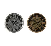 Home ESPRIT Reloj de Pared Negro Dorado Plateado Metal Cristal 25 x 6,3 x 25 cm (2 Unidades)