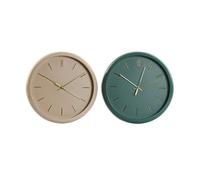 Home ESPRIT Reloj de Pared Verde Rosa PVC Moderno 30 x 4 x 30 cm (2 Unidades)