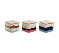 Home ESPRIT Salero con Tapa Azul Verde Rosa Lila Bambú Tropical 750 ml 14 x 12,5 x 12 cm (3 Unidades)