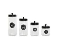 Home ESPRIT Set de 4 Botes Negro Metal Cristal 1 L 1,5 L 1,8 L 10,4 x 10,4 x 26,4 cm