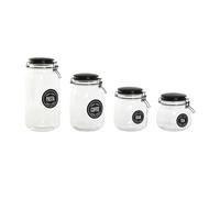 Home ESPRIT Set de 4 Botes Negro Metal Cristal 2 L 11,4 x 11,4 x 26,7 cm