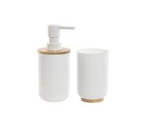 Home ESPRIT Set de Baño Blanco Natural Bambú Poliestireno 7 x 7 x 16 cm