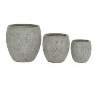 Home ESPRIT Set de Maceteros Gris Fibra de Vidrio Magnesio 55 x 55 x 55,5 cm (3 Unidades)