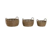 Home ESPRIT Set de Maceteros Marrón Metal Fibra Tropical 34 x 33 x 15 cm