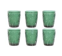 Home ESPRIT Set de Vasos Verde Cristal con Relieve 300 ml