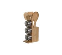 Home ESPRIT Soporte para Utensilios de Cocina Plateado Bambú Acero Inoxidable 8 x 13 x 27 cm 6 Piezas