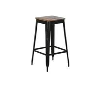 Home ESPRIT Taburete Marrón Negro Madera Metal 34 x 33 x 77 cm