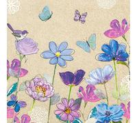 HOME FASHION Servilletas de 33 x 33 cm, 3 capas, 20 unidades, diseño de primavera, color natural