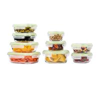 Home Fleek Recipientes de cristal para alimentos Hermeticos Con Tapa - Tapers Para Comida Hermetico, Ahorro De Espacio Recipientes Para Alimentos Para Microondas, Horno Y Congelador (Pack 9, Verde)