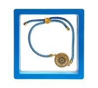HOME GENIE Bracelet Rakhi for Brother - Blue Rope Band with Elegant Gold-Tone Circular Charm - Reusable Raksha Bandhan Thread in Premium Display Case