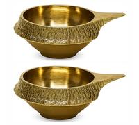 Home Genie Brass Diya for Pooja | Traditional Oil Lamp | 7.5 x 5 cm | Height 2.5 cm Pack of 2
