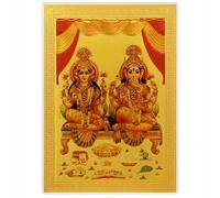 Home Genie Golden Foil Acrylic Laxmi Ganesh Frame 3.5 Inch (9 cm) | Ganpati Idol for Car Dashboard & Home Decor | Mini Ganesh Statue Gift