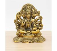 HOME GENIE Handgefertigtes Lord Hanuman Messing-Idol | Hindu-Gott Hanuman Ji Murti | Prunkstück Der Heim- und Tempeldekoration | Segen, Stärke und Hingabe | Gold-Finish | 10 cm
