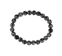HOME GENIE Handmade Snowflake Obsidian Bracelet | Natural Gemstone Bracelet for Abundance & Protection | Unisex Stretchable Beaded Jewelry