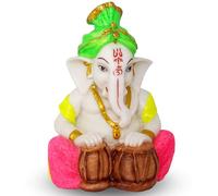 Home Genie Marble Look Ganesh Idol 4.5 Inch (11.5 cm) | Ganpati Idol for Car Dashboard & Home Decor | Mini Ganesh Statue Gift