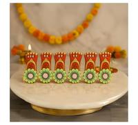 Home Genie Terracota/Clay Laxmi Feet/Charan Paduka for Home,Office and Temple Entrance | Lakshmi Feet for Diwali Decoration | Lakshmi Charan/Feet - Pack of 3.