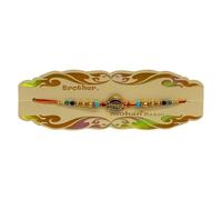 HOME GENIE Traditional Rakhi for Brother with “Shree” Symbol - Ethnic Beaded Raksha Bandhan Thread with Multicolor Beads & Golden Accents - Indian Festival Bracelet Pack of 2