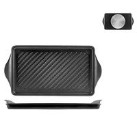 Home Granchef Planca Rayada, Revestimiento Antiadherente, Rectangular, Aluminio Fundido, Negro, 58x30 cm/Diámetro 58 cm