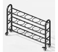 Home Gym - Carrito de almacenamiento de 3 niveles para equipos deportivos, soporte circular para pelotas de baloncesto, fútbol, voleibol, ahorra espacio, color negro