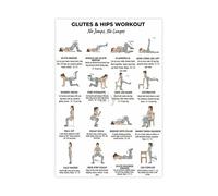 Home Gym Poster Glute and Hip Exercises Chart Workout Guide for Strength and Mobility Bodyweight Training Wall Art for Home Office Decor(Unframed,12X18inch(30X45cm))