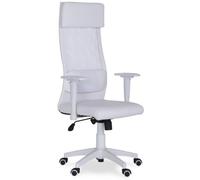 Home Heavenly Aire Silla de Oficina con Soporte Lumbar Y Respaldo Transpirable Polipiel Blanco
