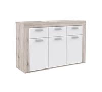 Home Heavenly® - Aparador 135 cm Paulo. Entrega Dentro del Domicilio. Mueble salón Comedor Mucho almacenaje. (Blanco-Roble Arena)