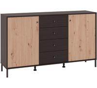 Home Heavenly Aparador con 3 cuerpos en ébano y roble artisan 93 x 157 x 40 cm