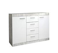 Home Heavenly® - Aparador de 120 cm Lewis Mueble de salón 2 Puertas y 4 cajones. (Blanco-Gris)